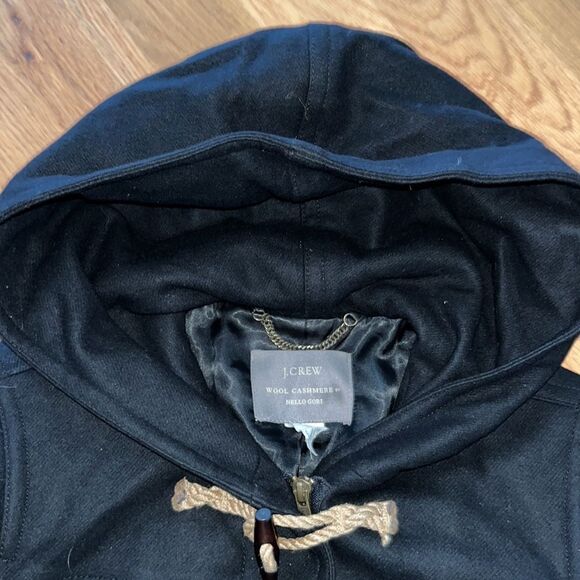J. CREW Cashmere Wool blend Nello Gori Duffle Hooded Toggle Zipper Coat Jacket 4 - Picture 5 of 12